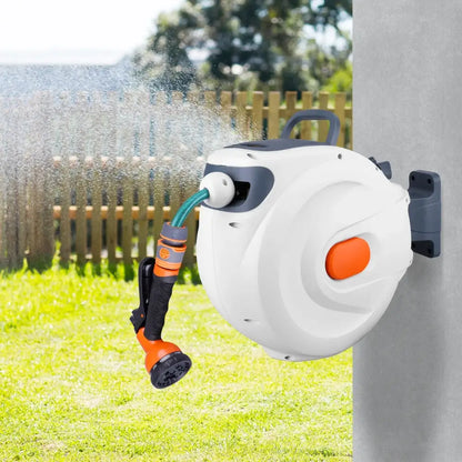 HydroJet® - Retractable Garden Hose Reel with 8-Pattern Sprayer